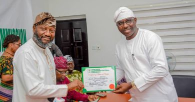 Oyegbola-Sodipo wins Abeokuta North LGA chairmanship seat, receives Certificate of Return 